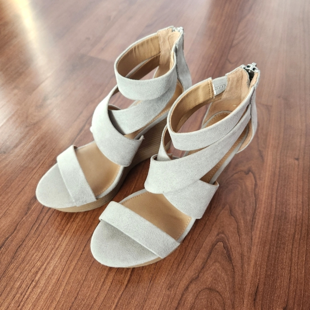 Gray Wedge Heels